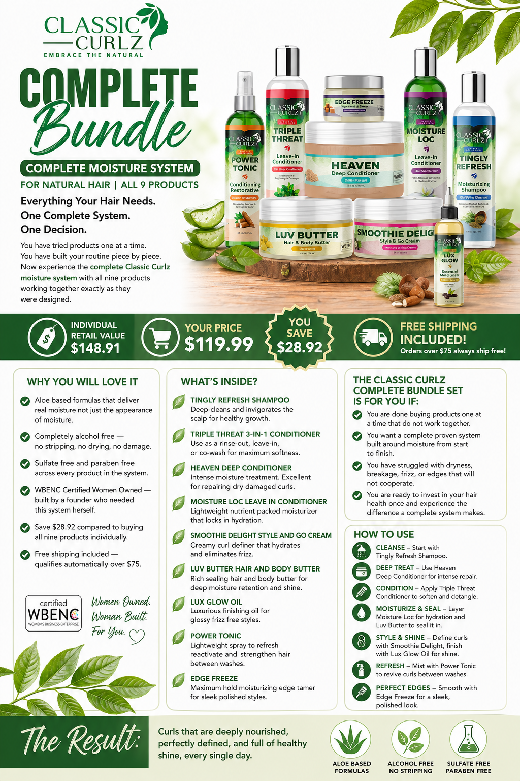 Classic Curlz Complete Bundle — Complete Moisture System All 9 Products