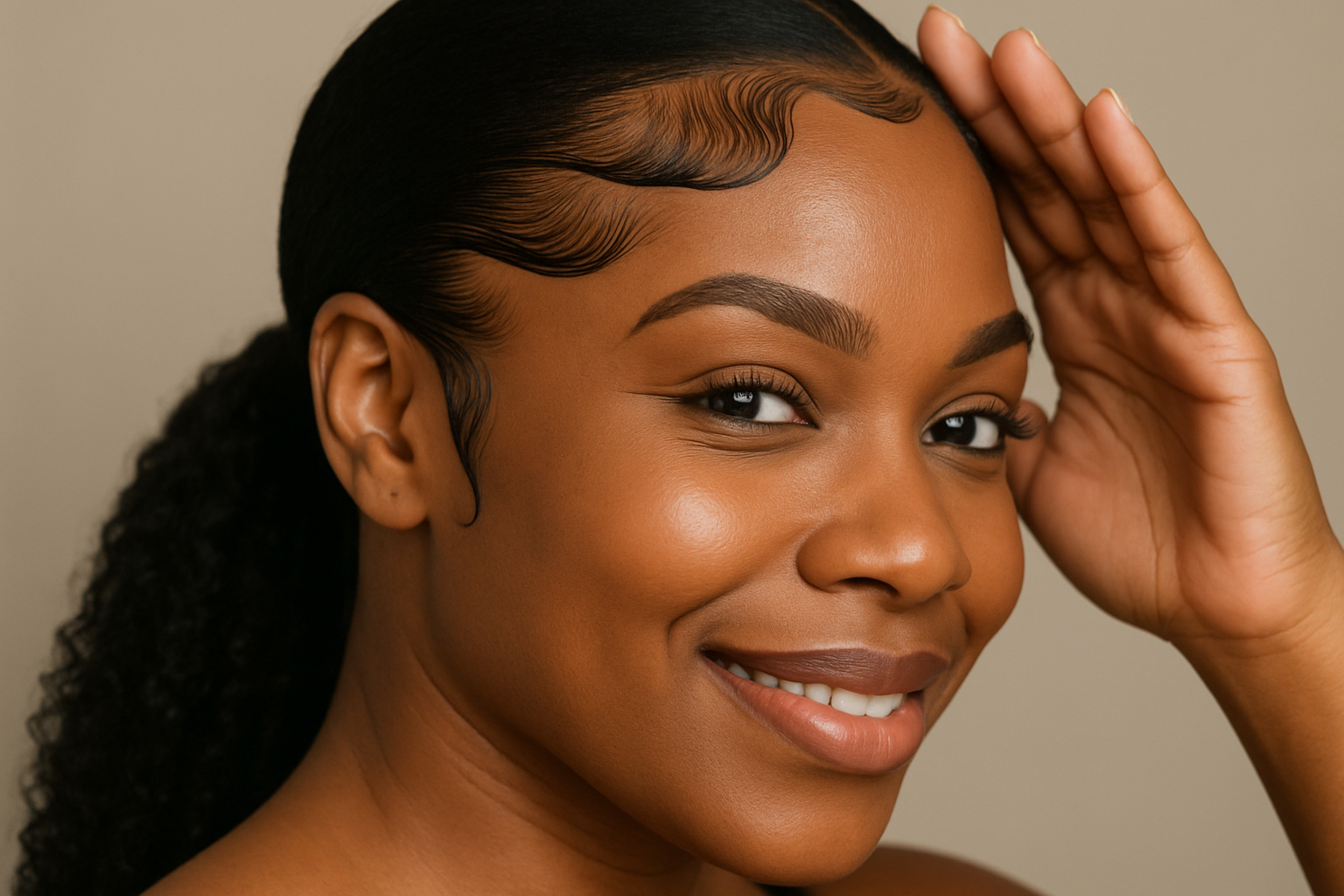 can you create an picture of an African American woman showing her smooth edges