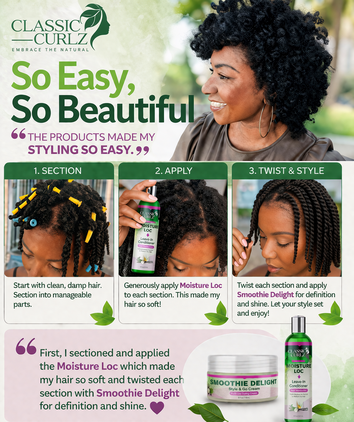 Classic Curlz Moisture Loc — Creamy Leave In Conditioner for Natural Hair 8 fl oz